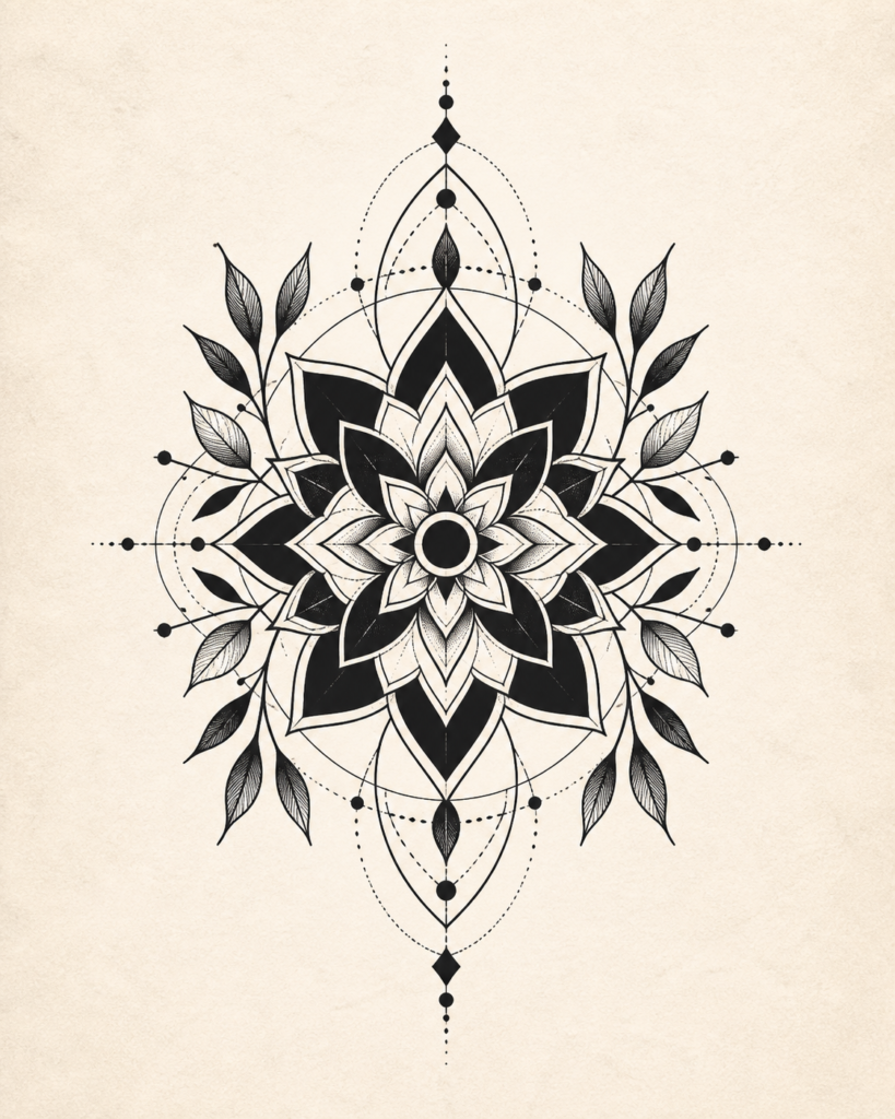 Original Tattoo Owl demo placeholder: blackwork geometric mandala flash.